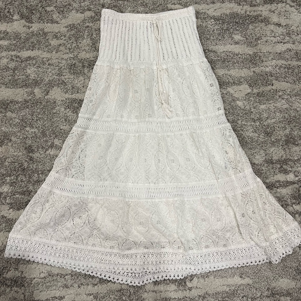 Me 2 magic crochet lace white maxi beach skirt